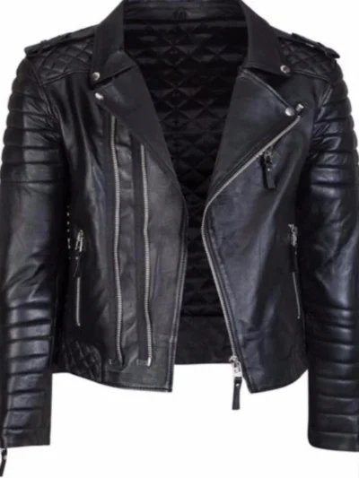 Diamond Quilted Black Leather Jacket