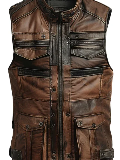 Jack Brown Distressed Leather Vest