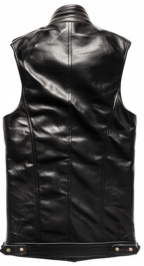 Marcellus Black Leather Vest - Image 2