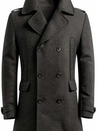 Men Stylish Blackish Grey Wool Coat
