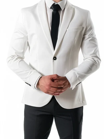 Men Stylish White Cotton Suit