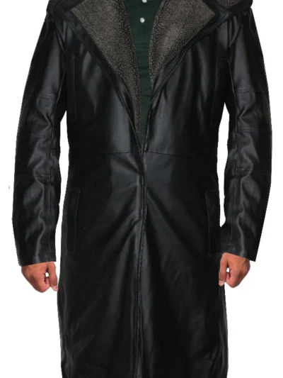 Plain Long Leather Winter Coat