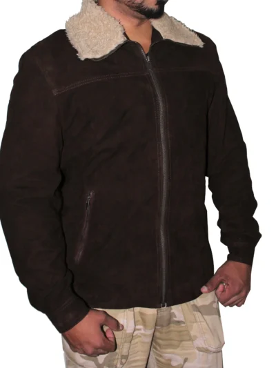 Stylish Brown Suede Soft Leather Jacket