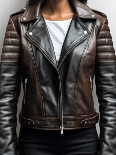 Women Classy Designer Brown Leather Jacket (Dual Color)