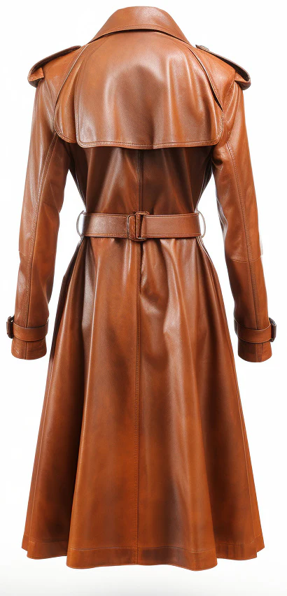 Women Brown Real Leather Coat - Image 3